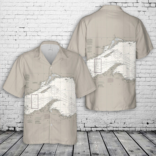 Lake Superior Nautical Chart Hawaiian Shirt