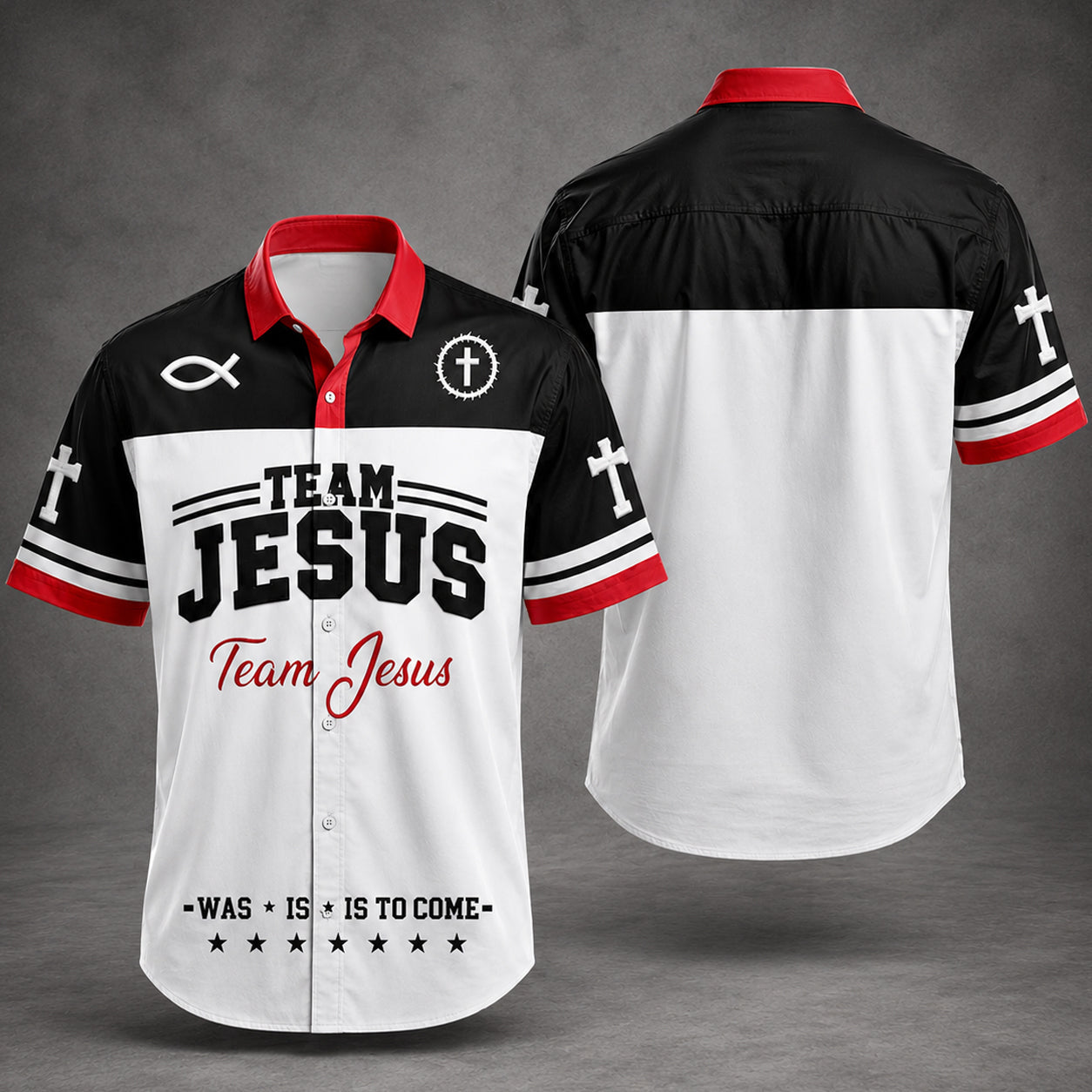 Team Jesus Hawaiian Shirt Christian Faith Cross Button Up Gift