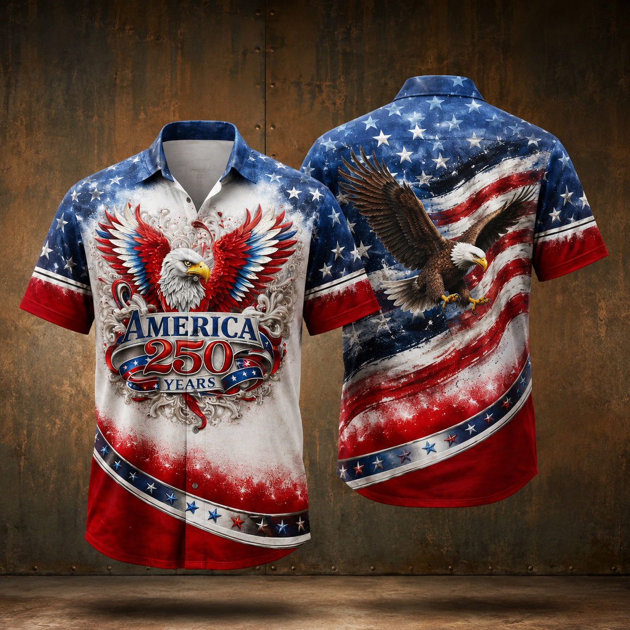 America 250 Years Hawaiian Shirt Patriotic Eagle USA 1776 2026 Gift