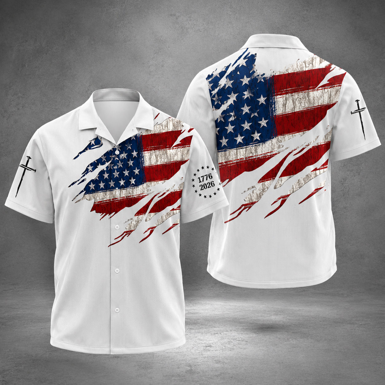 American Flag Hawaiian Shirt Patriotic USA 1776 2026 Freedom Gift