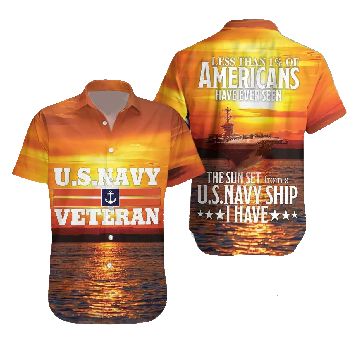 NoClaws Veteran Hawaii Shirt Less Than 1 Percent Of Americans Aloha Shirt Orange Unisex