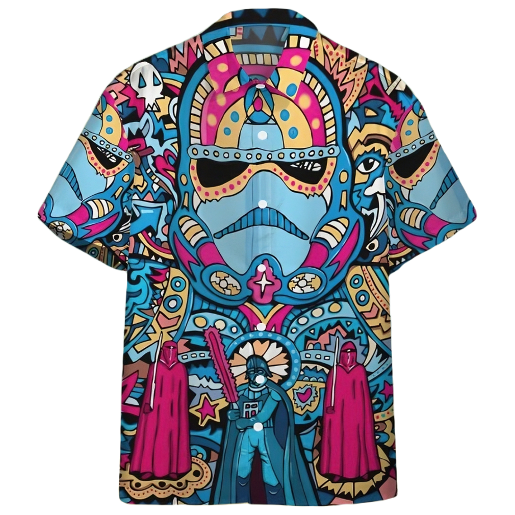 NoClaws Star Wars Hawaii Shirt Star Wars Psychedelic Darth Vader Stormtrooper Hawaiian Shirt Blue Pink Unisex