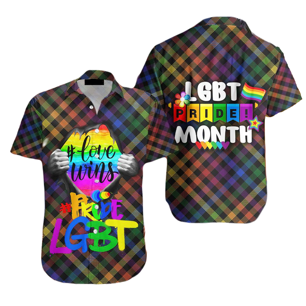 NoClaws NoClaws LGBT Hawaii Shirt LGBT Pride Month Love Wins Hawaiian Shirt Colorful Unisex
