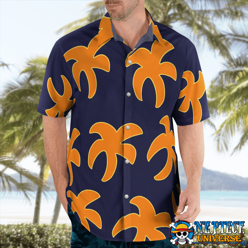 Button Up Luffy Film Gold Hawaii Shirt Pattern For Sale | One Piece Universe Store