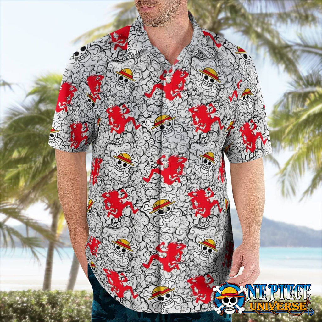 Luffy Gear 5 Cloud Pattern Hawaiian Shirt | One Piece Universe Store