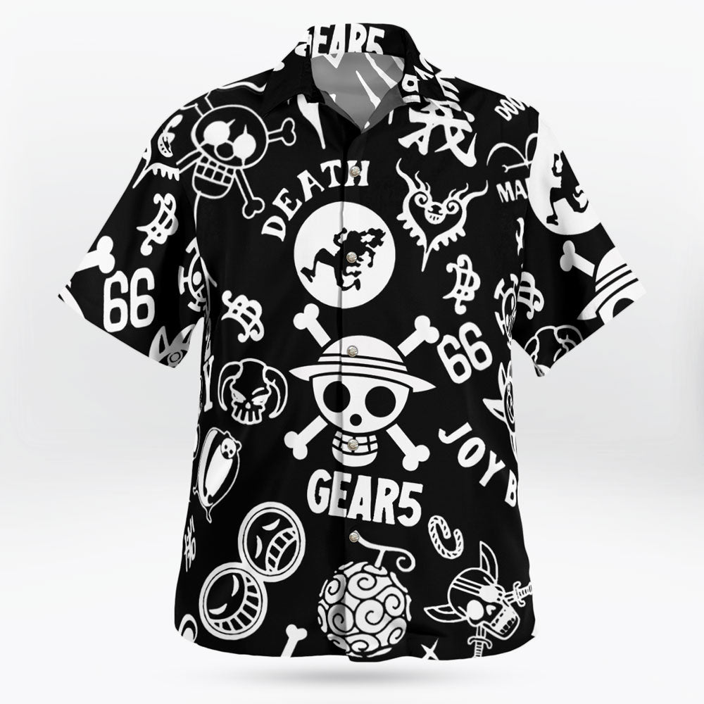 Luffy Scar Hawaiian Shirt Black and White | One Piece Universe Store