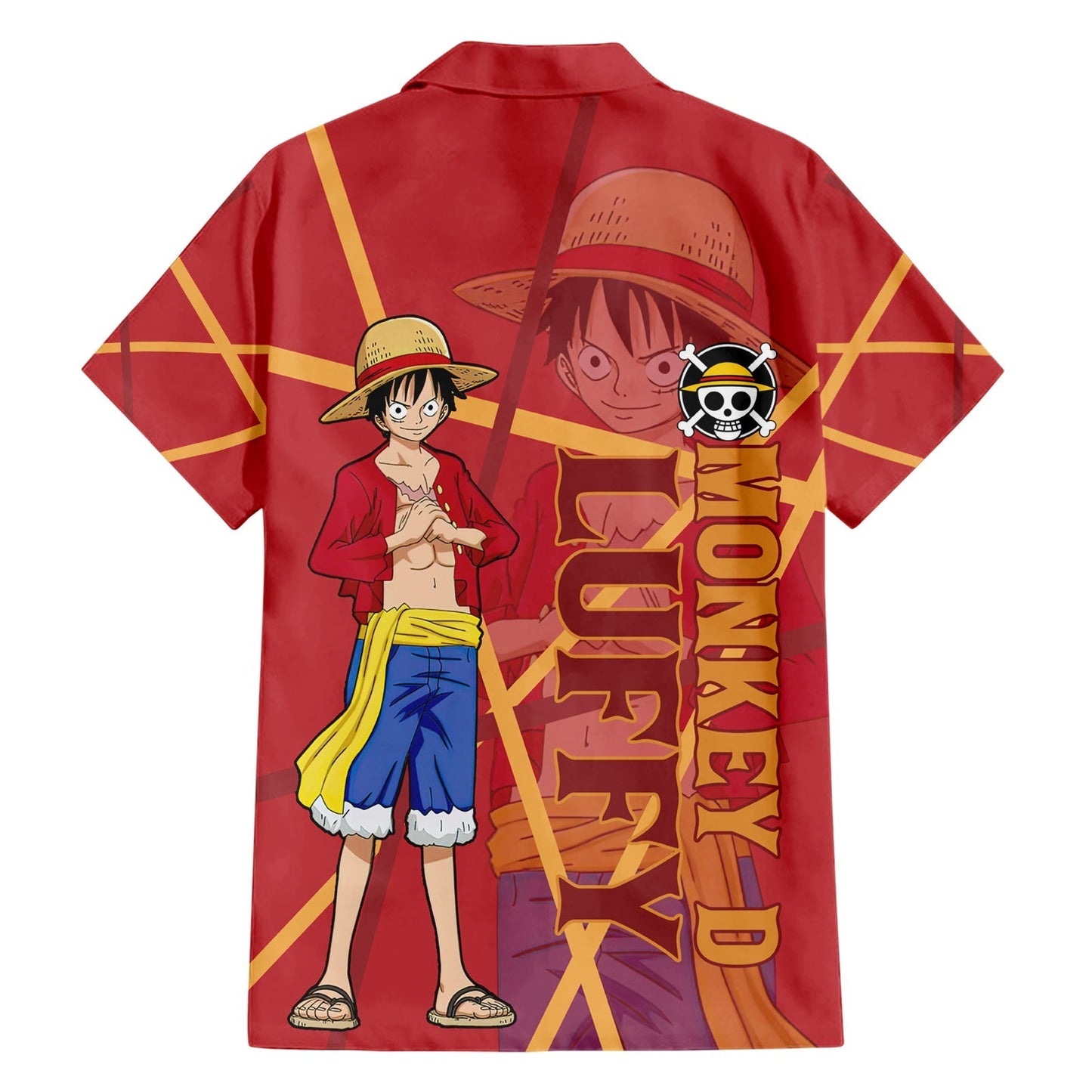 NoClaws NoClaws One Piece Hawaii Shirt Monkey D Luffy Costume Graphic Hawaiian Shirt Red Unisex
