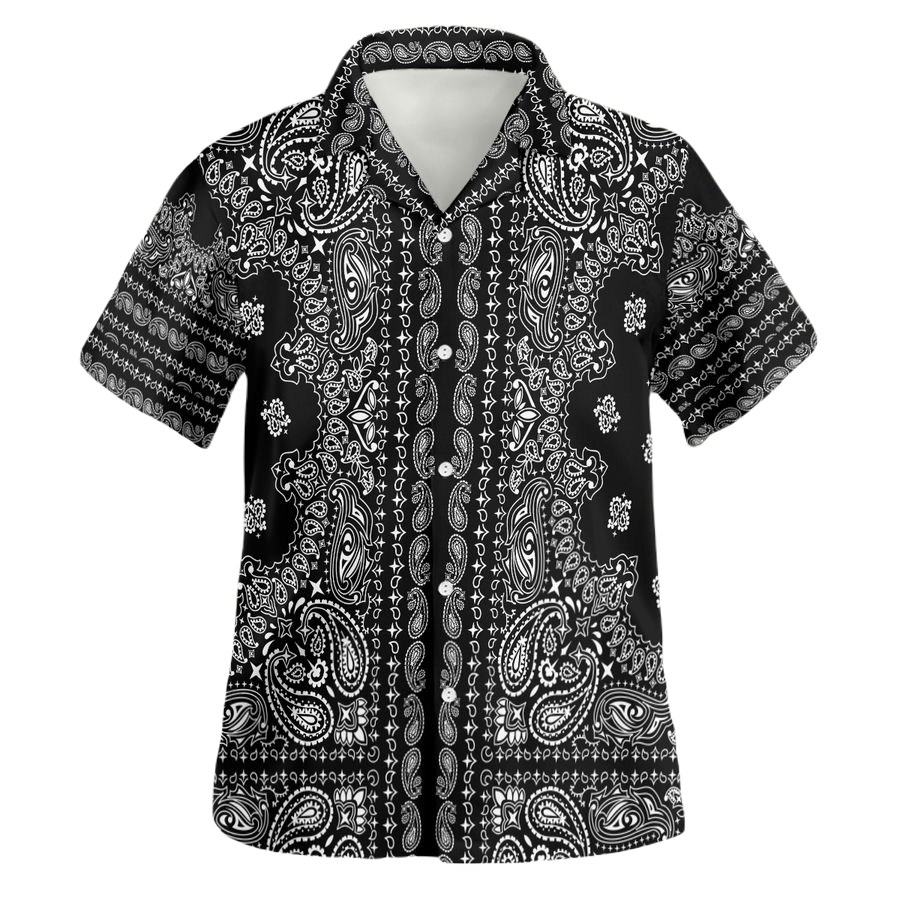 NoClaws NoClaws One Piece Hawaii Shirt One Piece Luffy Jolly Roger Mandala Pattern Hawaiian Shirt Black Unisex