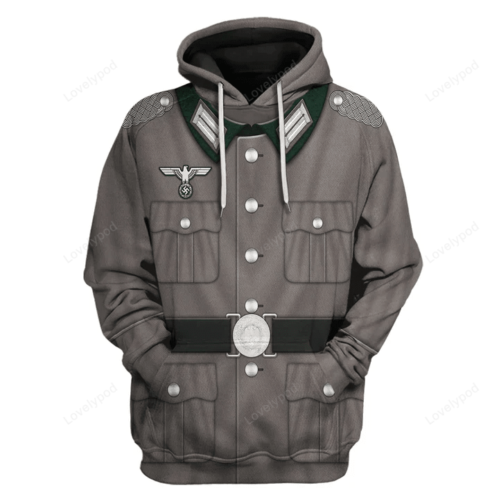 Historical Hoodie M40 Tunic German Army Heer Costume T-shirt Gray Unisex