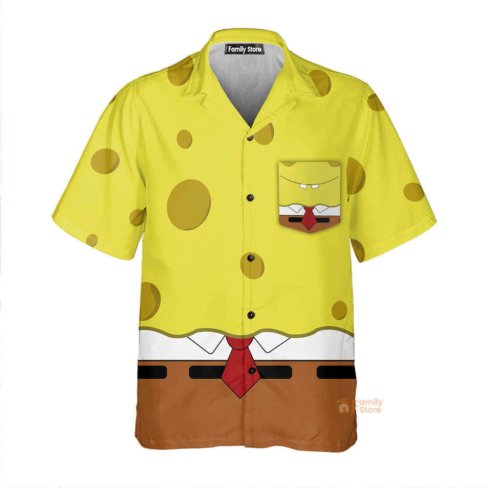 Yellow Sponge Man Cartoon Cosplay Costume - Hawaiian Shirt