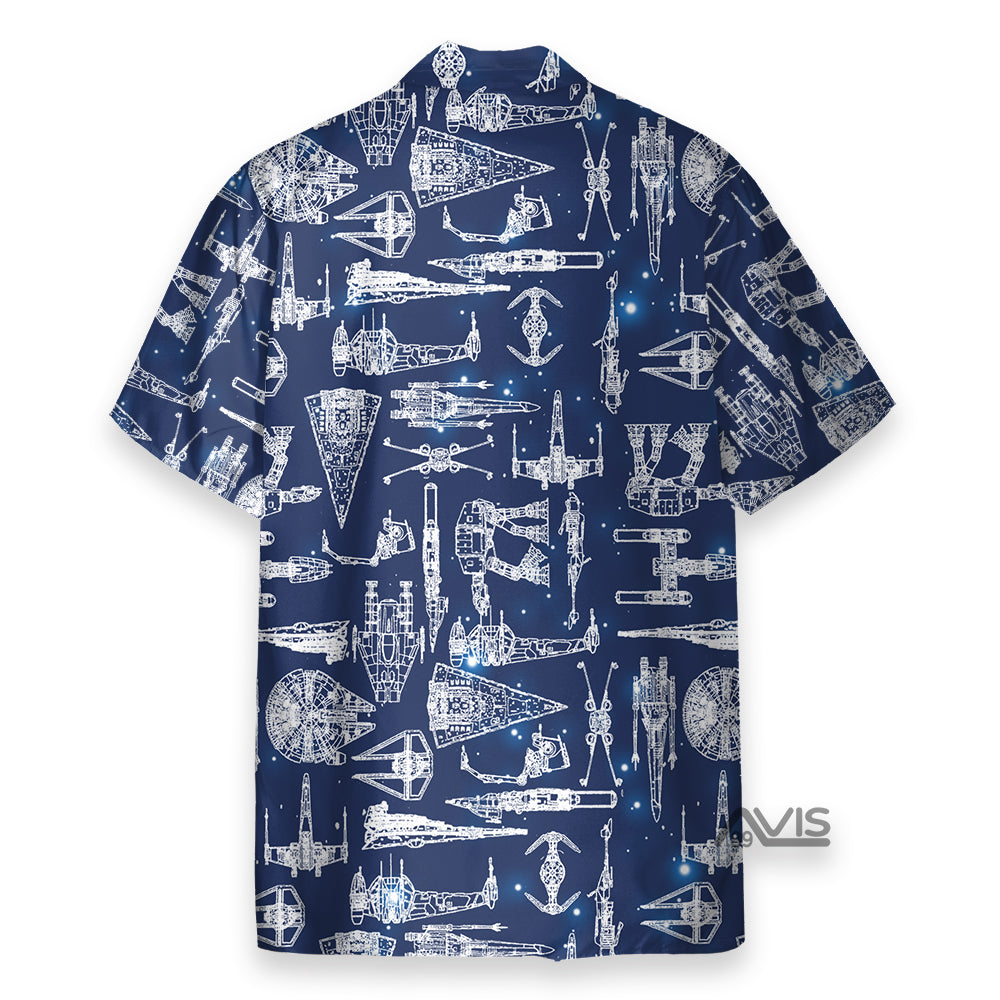 Dark Blue Spaceship Stwa Hawaiian Shirt