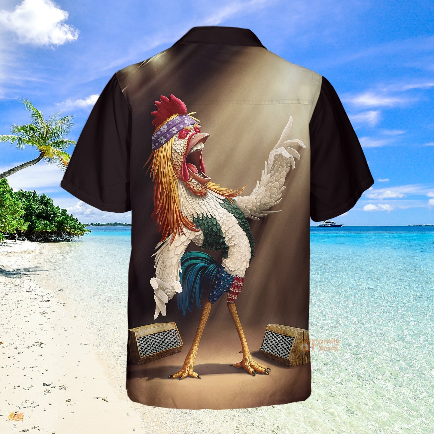 Rooster Chest Pocket Short Sleeves Casual Shirts Hawaiian Shirt