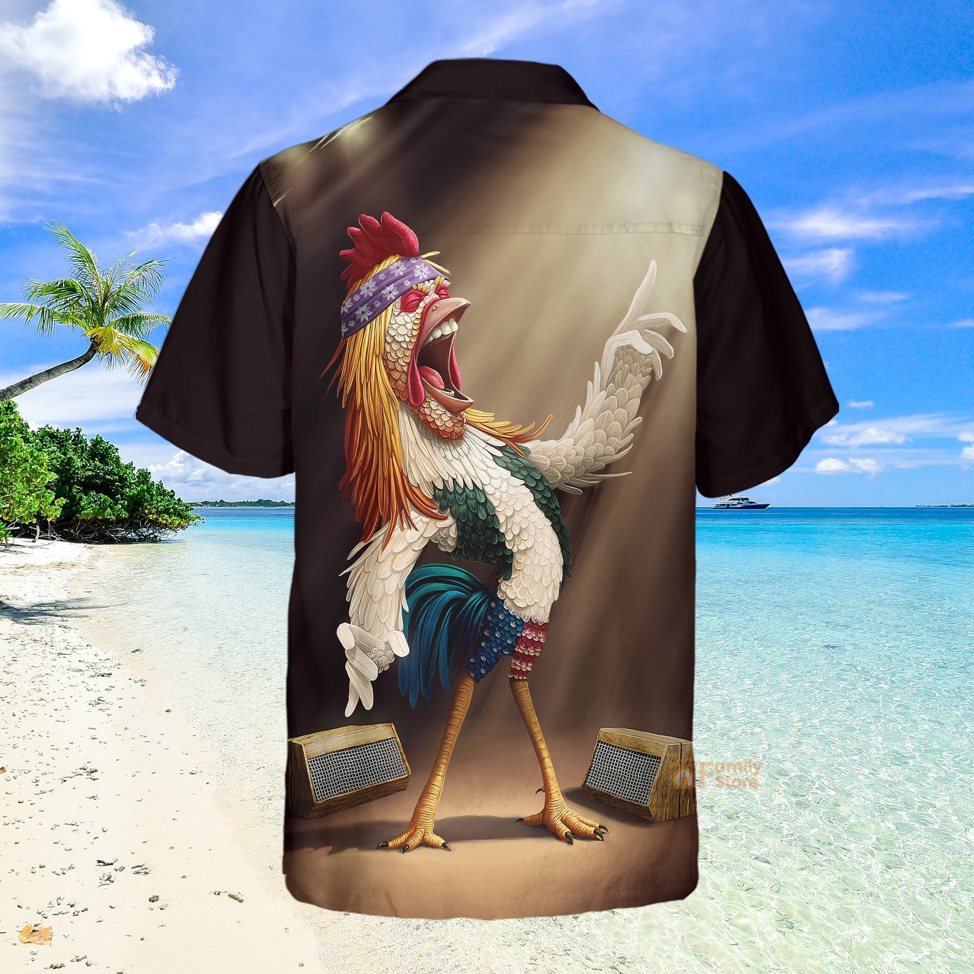 Rooster Chest Pocket Short Sleeves Casual Shirts Hawaiian Shirt