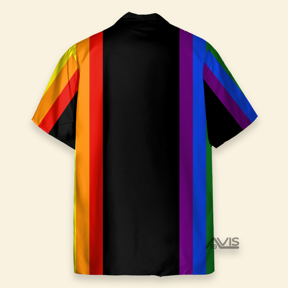 LGBT Stripes Button Down Tropical - Hawaiian Shirt
