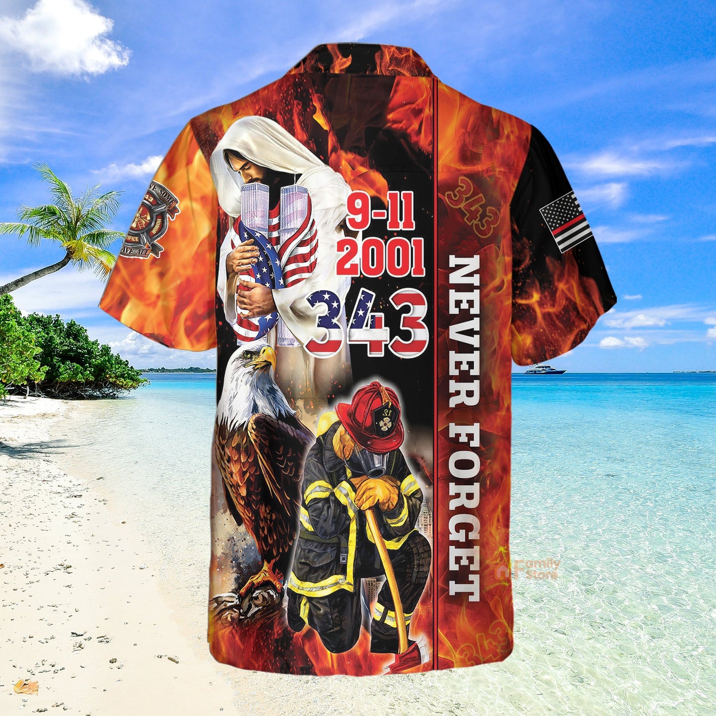 Firefighter 911 Day Never Forget - Hawaiian Shirt