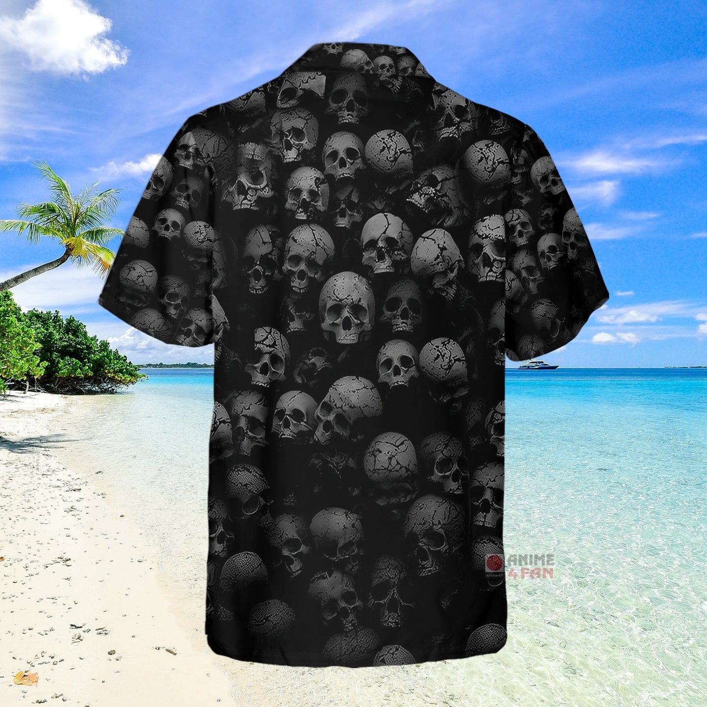 Skull Black Hawaiian Shirt For Men & Women
