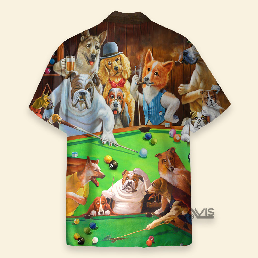 Billiard Dogs Playing Pool - Hawaiian Shirt