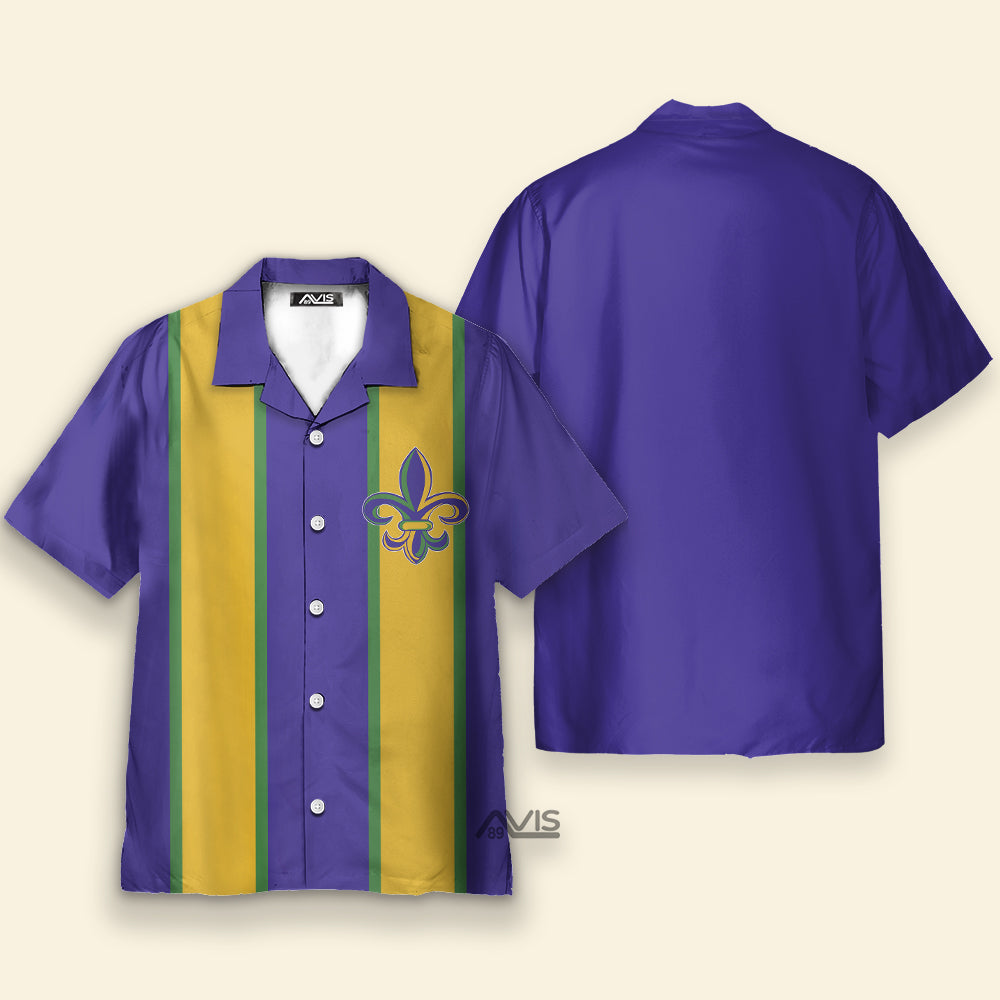 Mardi Gras Yellow And Purple - Hawaiian Shirt