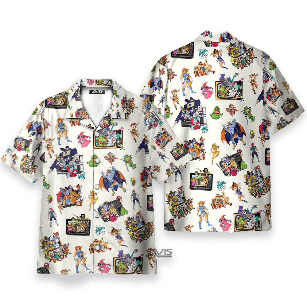 80S Famous Cartoon Characters Pattern Hawaiian Shirt