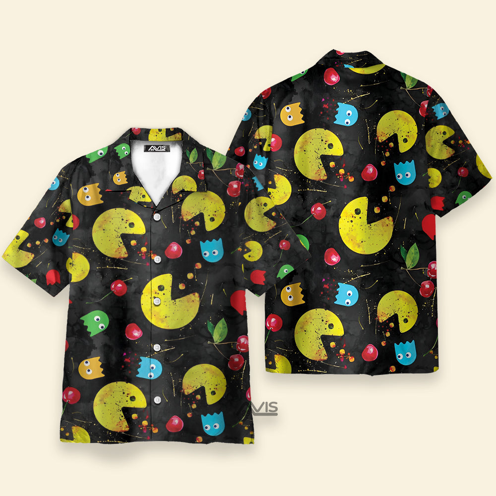 Cartoon Pac-Man Doodle Casual Aloha - Hawaiian Shirt