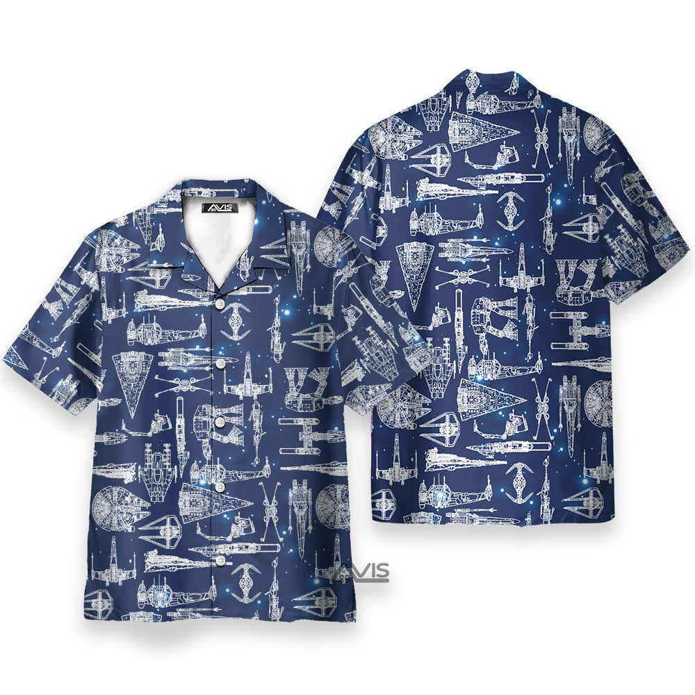 Dark Blue Spaceship Stwa Hawaiian Shirt