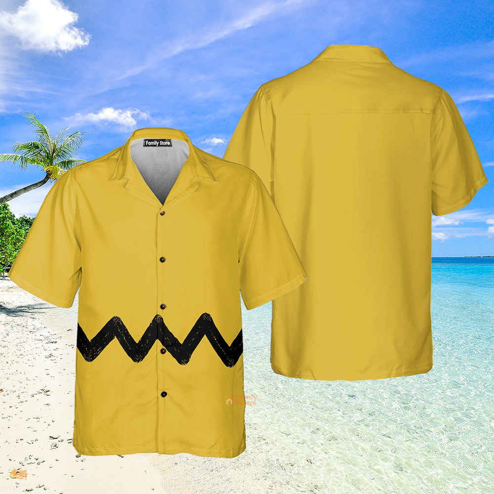 Snoopy Cartoon Chest Pocket Short Sleeves  - Hawaiian Shirt