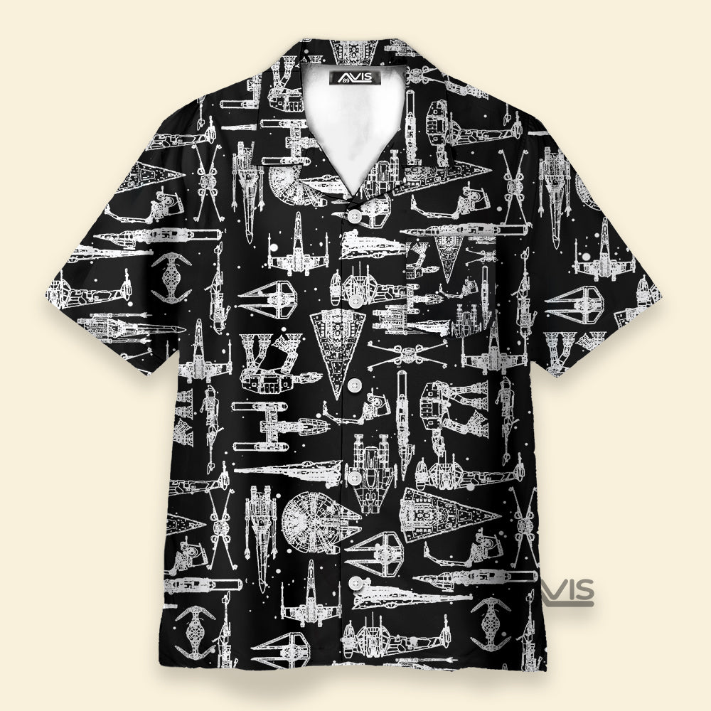 Stwa Spaceship Black - Hawaiian Shirt