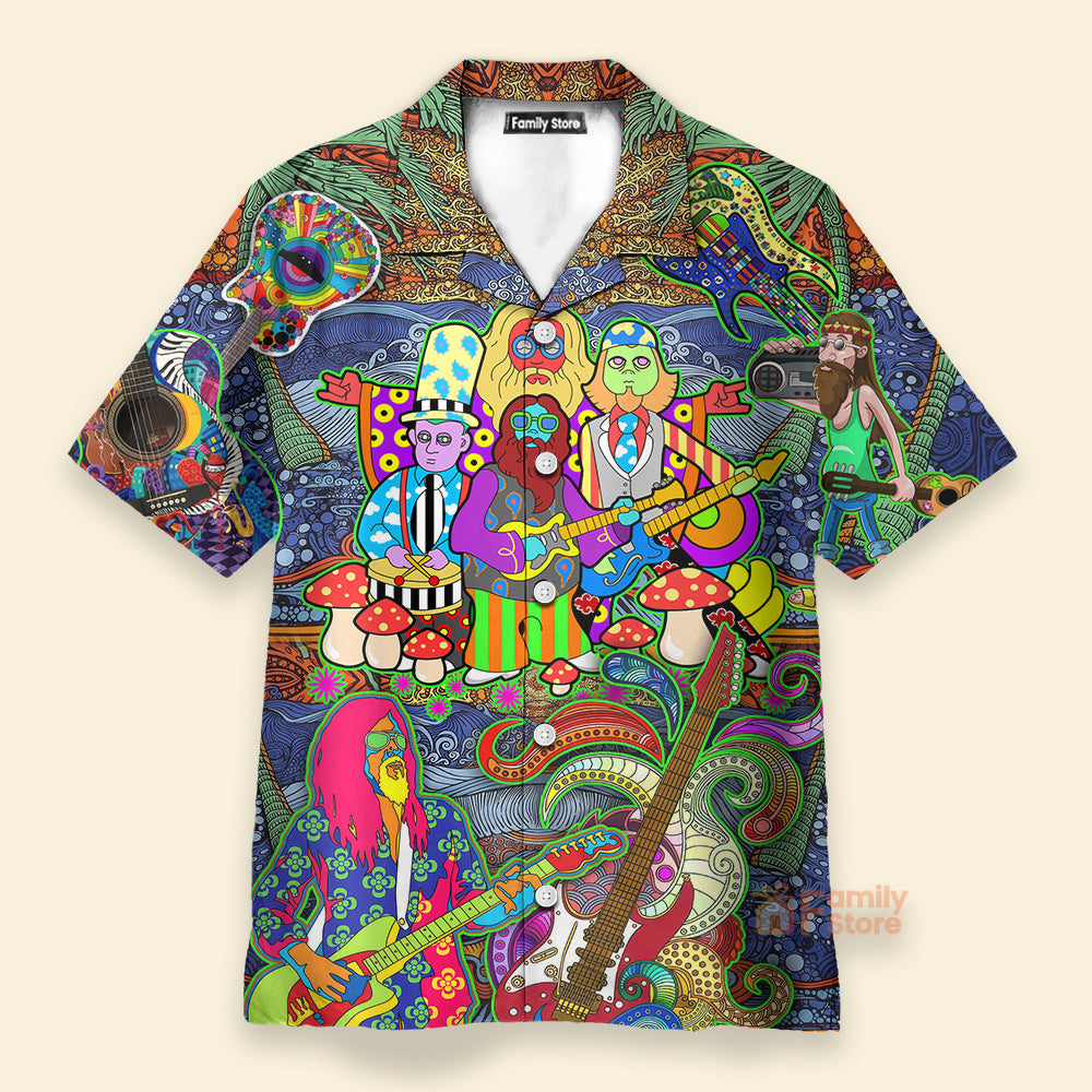 Hippie Music Electric Guitar Colorful Style Hawaiian Shirt