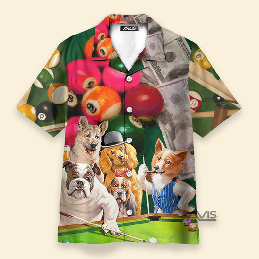 Billiard Funny Dog Many Money - Gift For Dog Lovers - Hawaiian Shirt