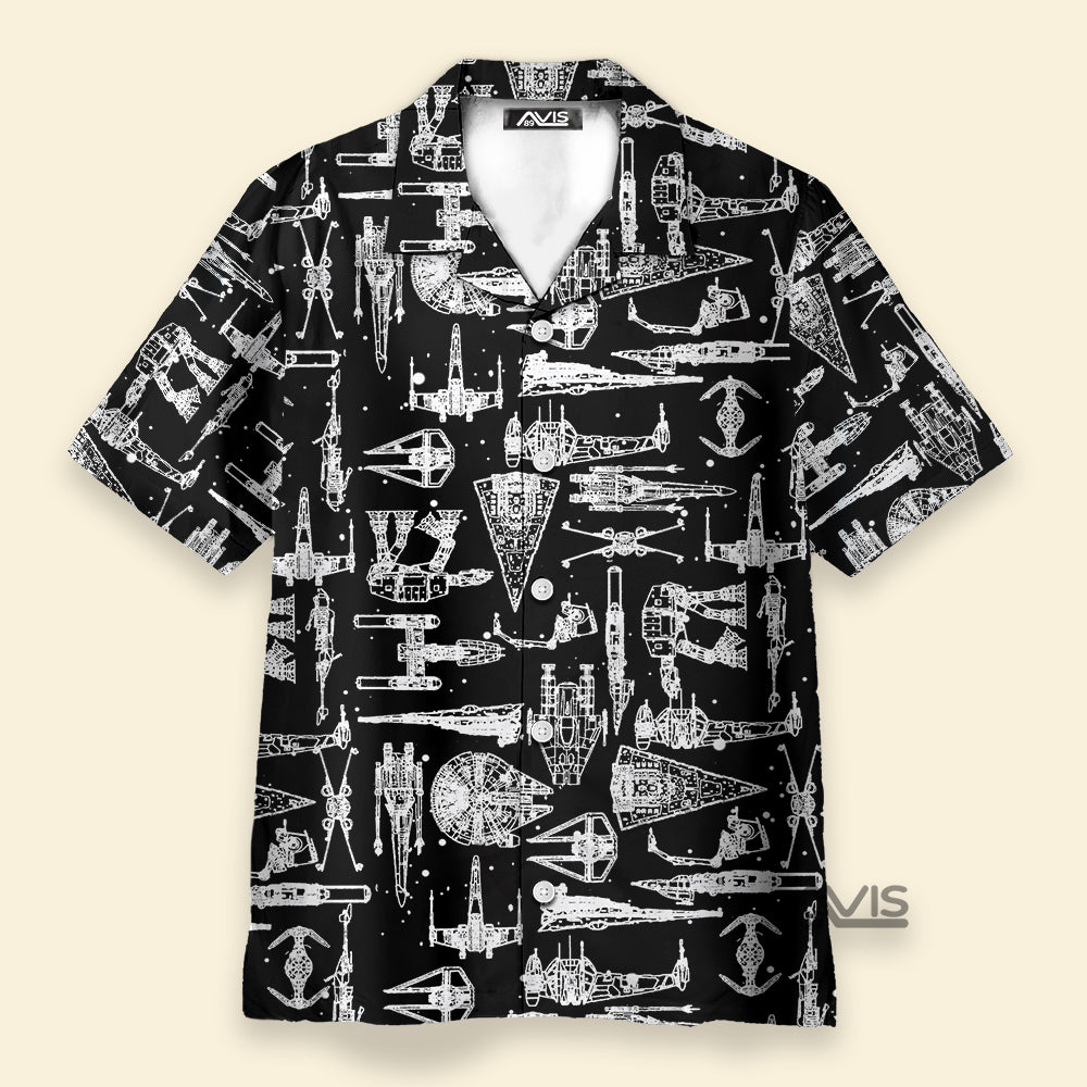 Stwa Spaceship Black - Hawaiian Shirt