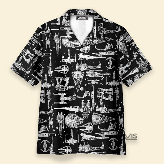 Stwa Spaceship Black - Hawaiian Shirt