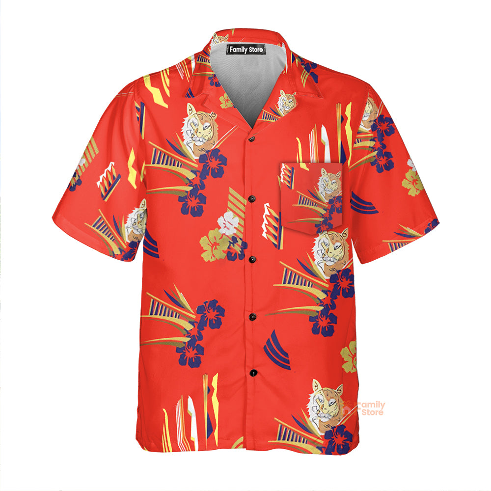 Tony Montana Exotic Tiger & Hibiscus Hawaiian Shirt, Aloha Shirt For Summer