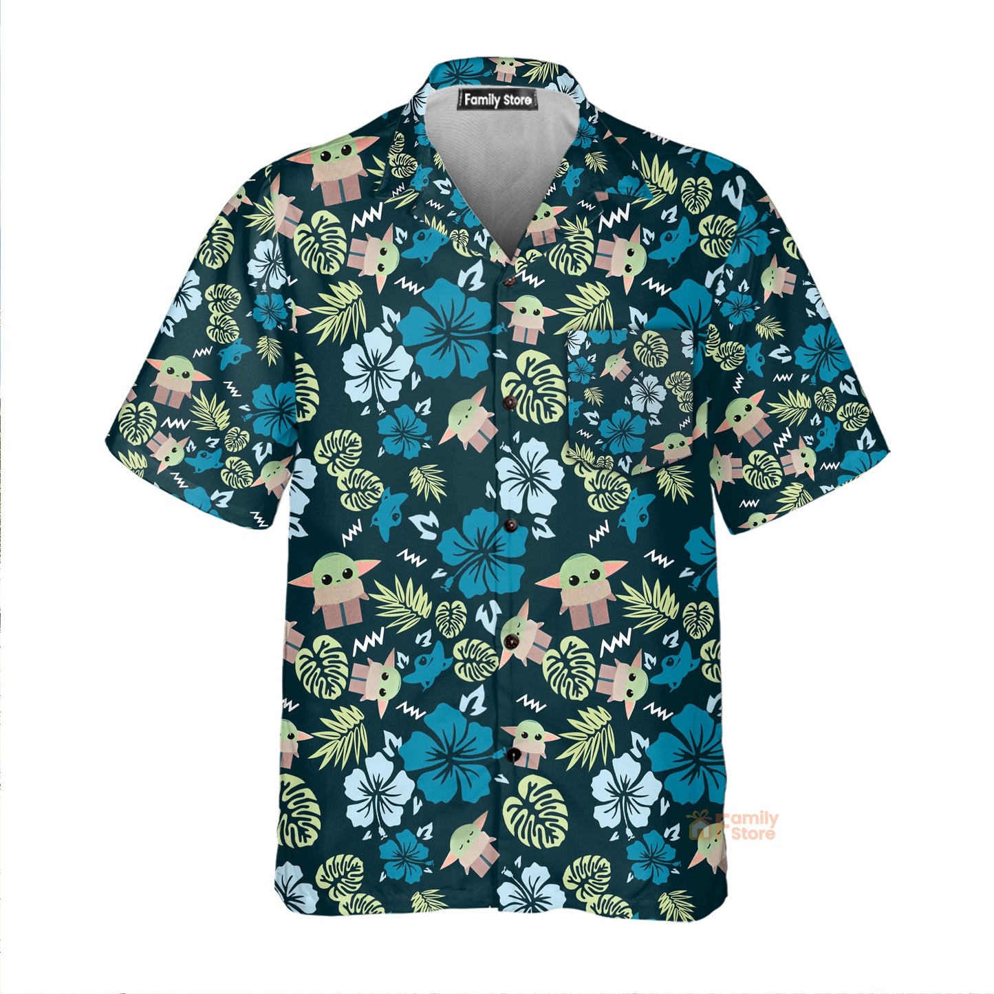 Stwa The Mandalorian Grogu Baby Yoda Leaves Hawaiian Shirt