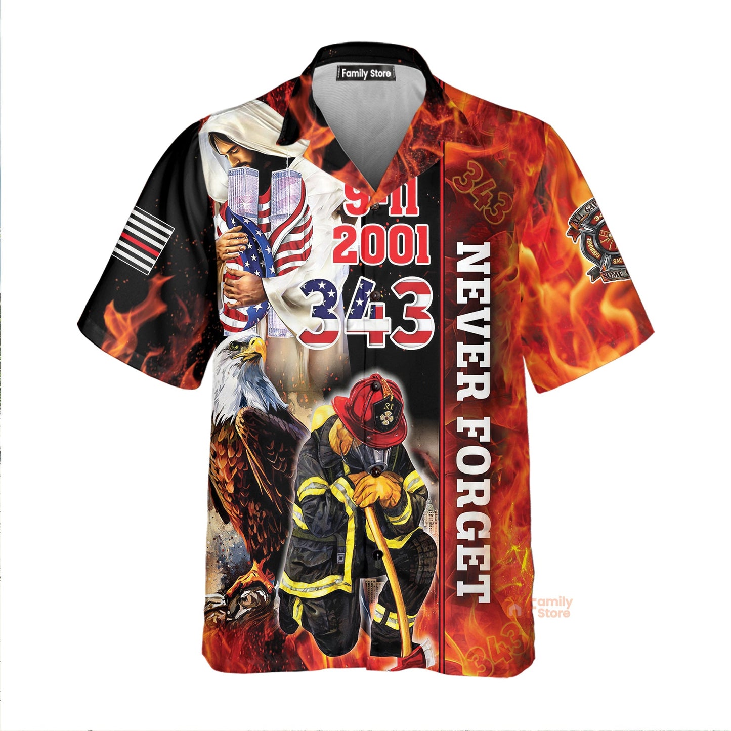 Firefighter 911 Day Never Forget - Hawaiian Shirt
