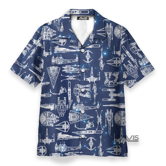 Dark Blue Spaceship Stwa Hawaiian Shirt