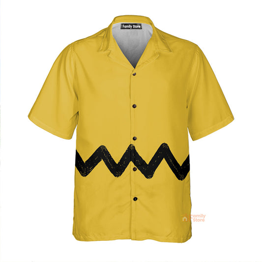 Snoopy Cartoon Chest Pocket Short Sleeves  - Hawaiian Shirt