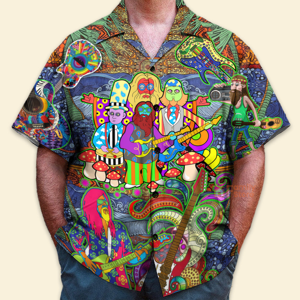 Hippie Music Electric Guitar Colorful Style Hawaiian Shirt