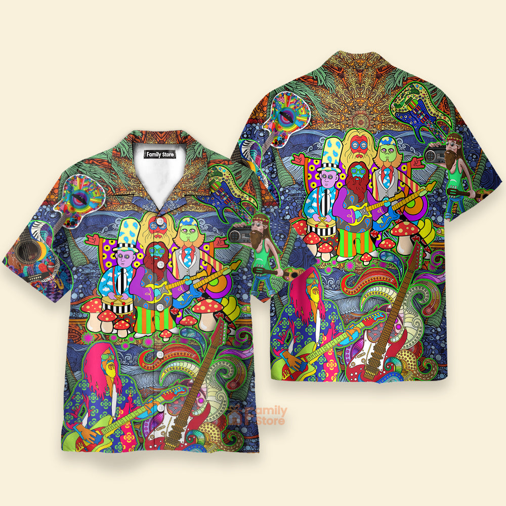 Hippie Music Electric Guitar Colorful Style Hawaiian Shirt