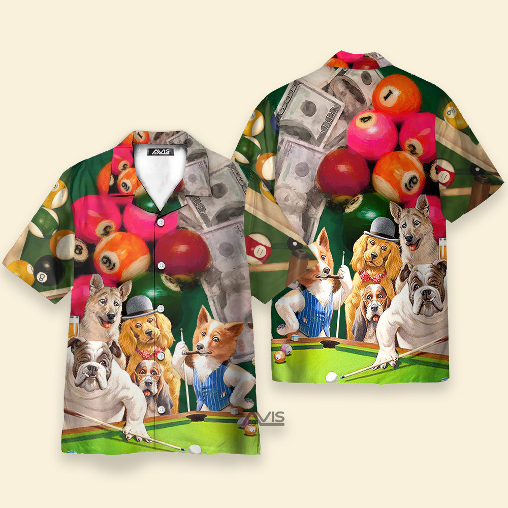 Billiard Funny Dog Many Money - Gift For Dog Lovers - Hawaiian Shirt