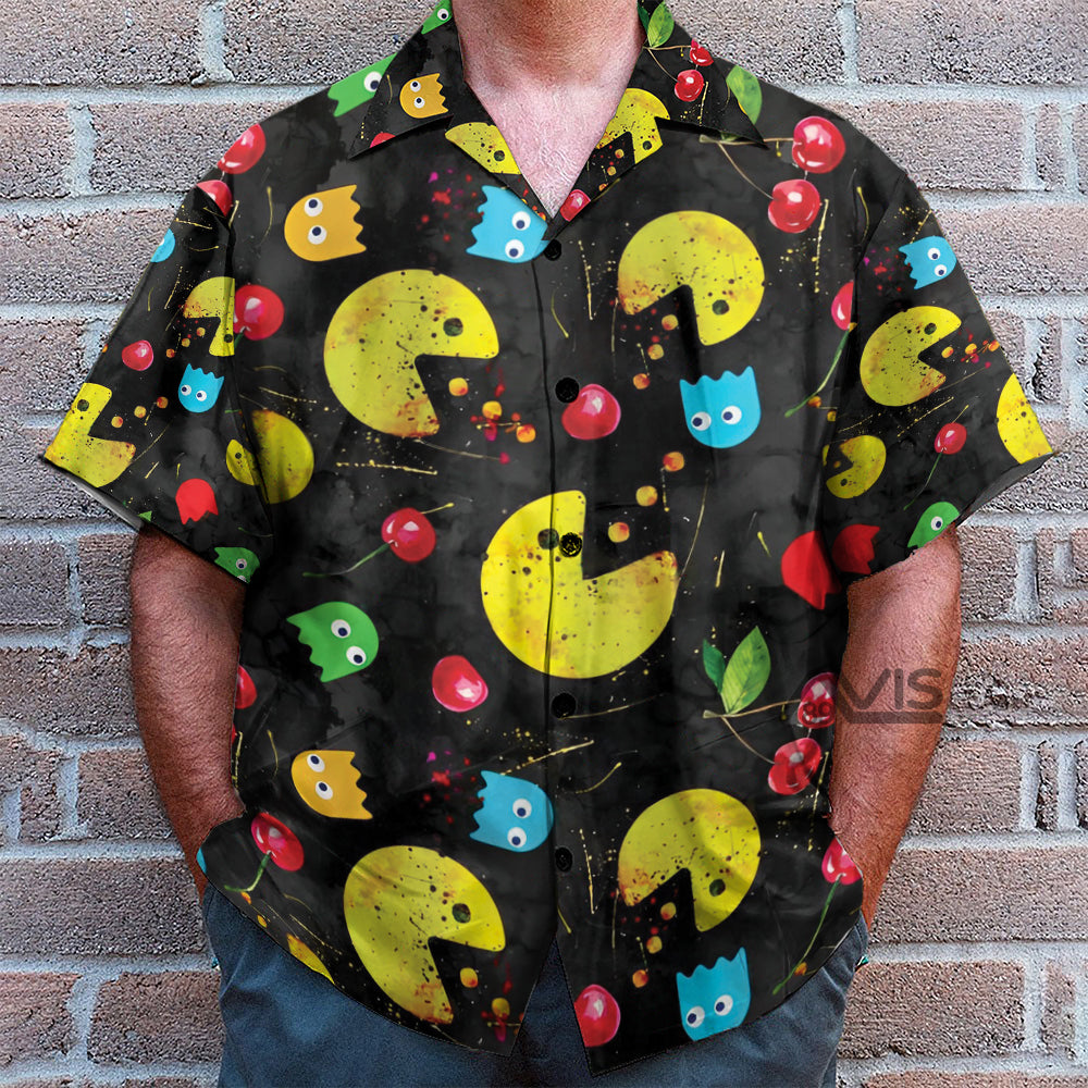 Cartoon Pac-Man Doodle Casual Aloha - Hawaiian Shirt