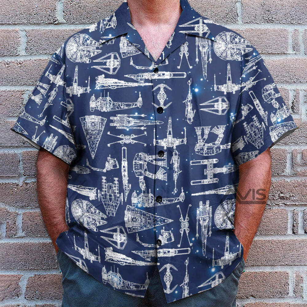 Dark Blue Spaceship Stwa Hawaiian Shirt