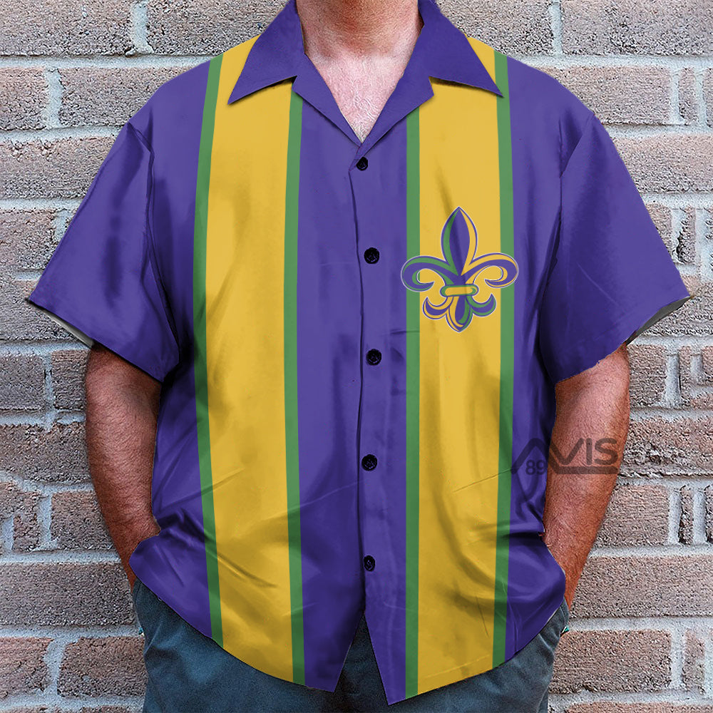 Mardi Gras Yellow And Purple - Hawaiian Shirt