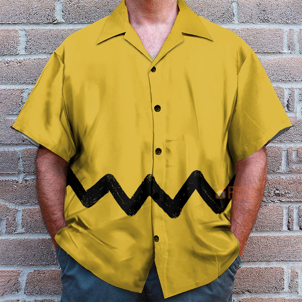 Snoopy Cartoon Chest Pocket Short Sleeves  - Hawaiian Shirt