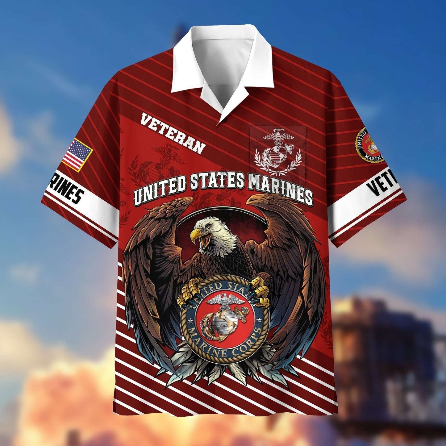 United States Marines Eagle Globe Anchor - Hawaiian Shirt - Patriotic Gift For Veterans | HN02