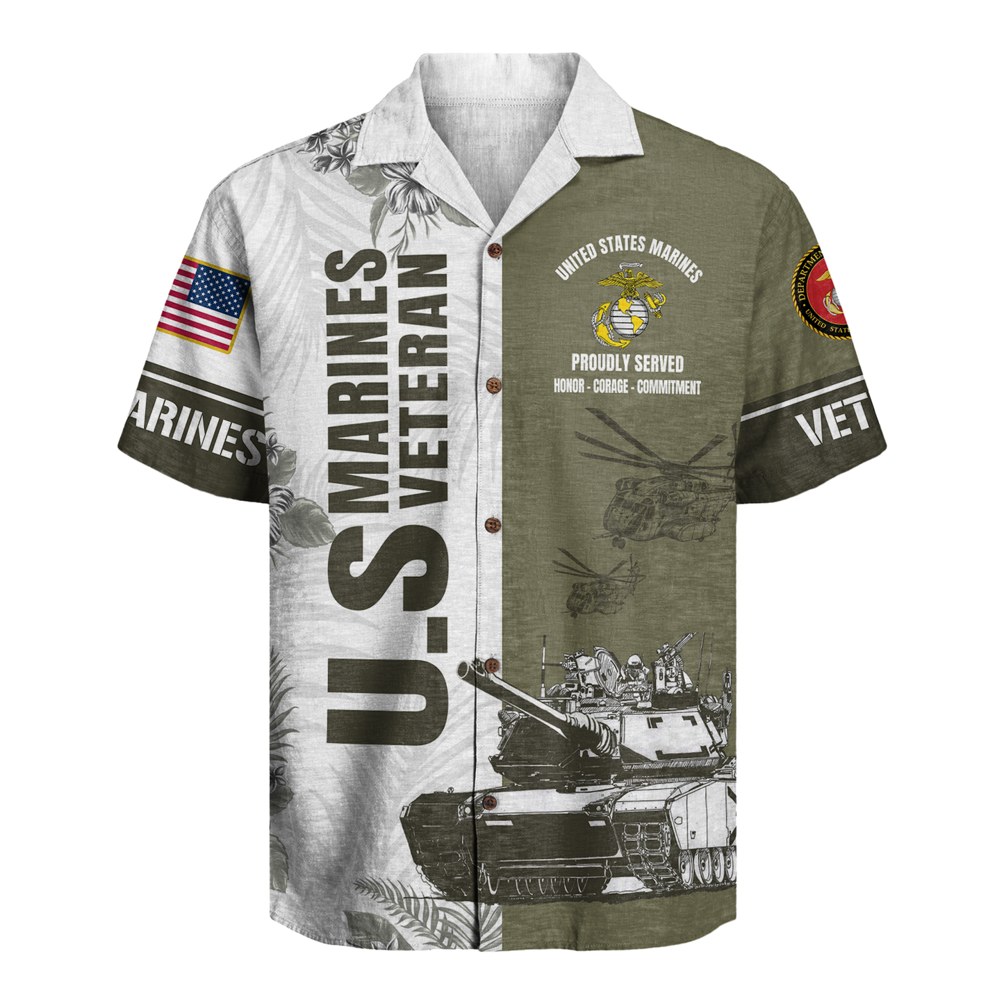 U.S. Marines Veteran Honor Courage Commitment - Hawaiian Shirt - Patriotic Gift For Veterans | HN02