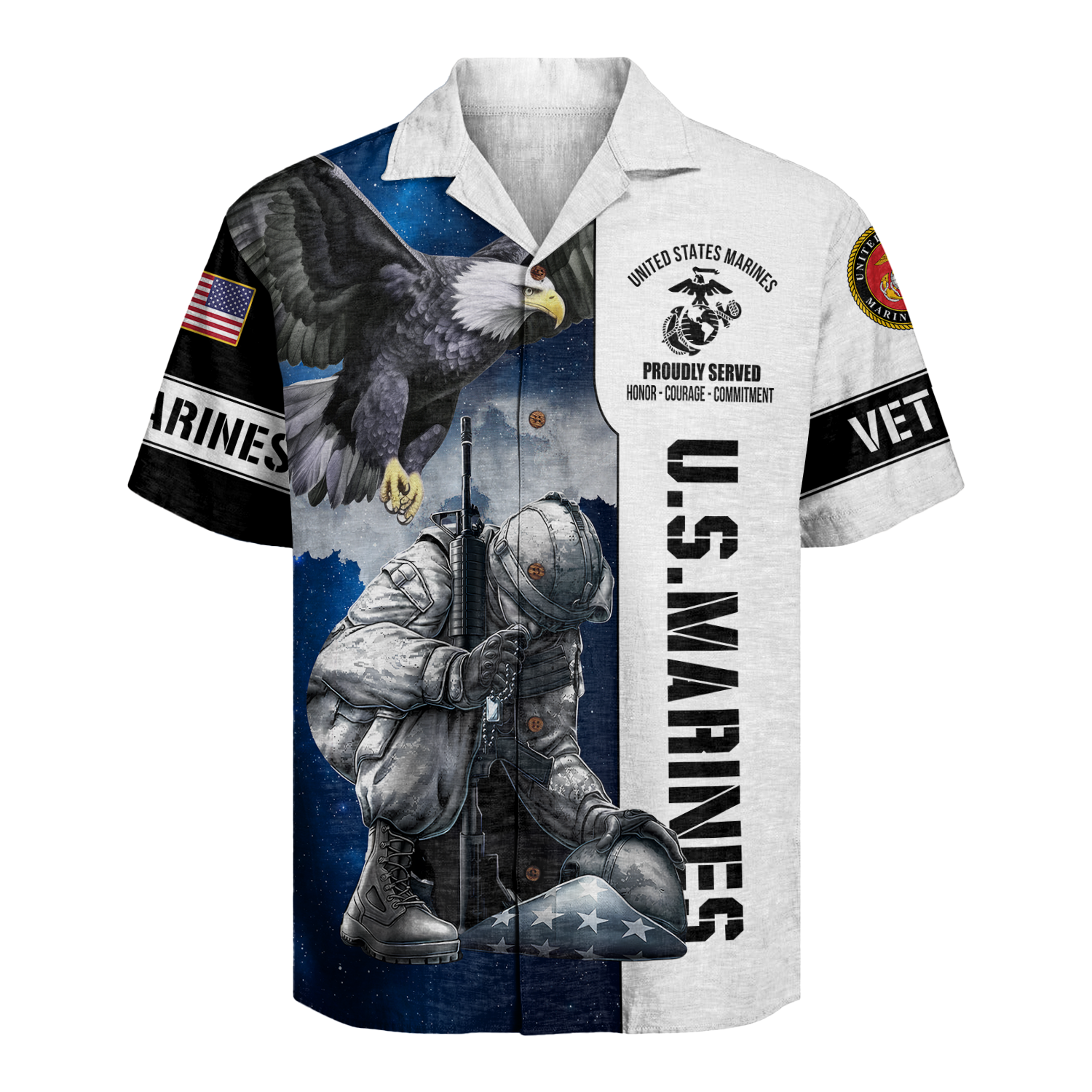 U.S. Marines Eagle Military - Hawaiian Shirt -  Patriotic Gift For Veterans | HN02