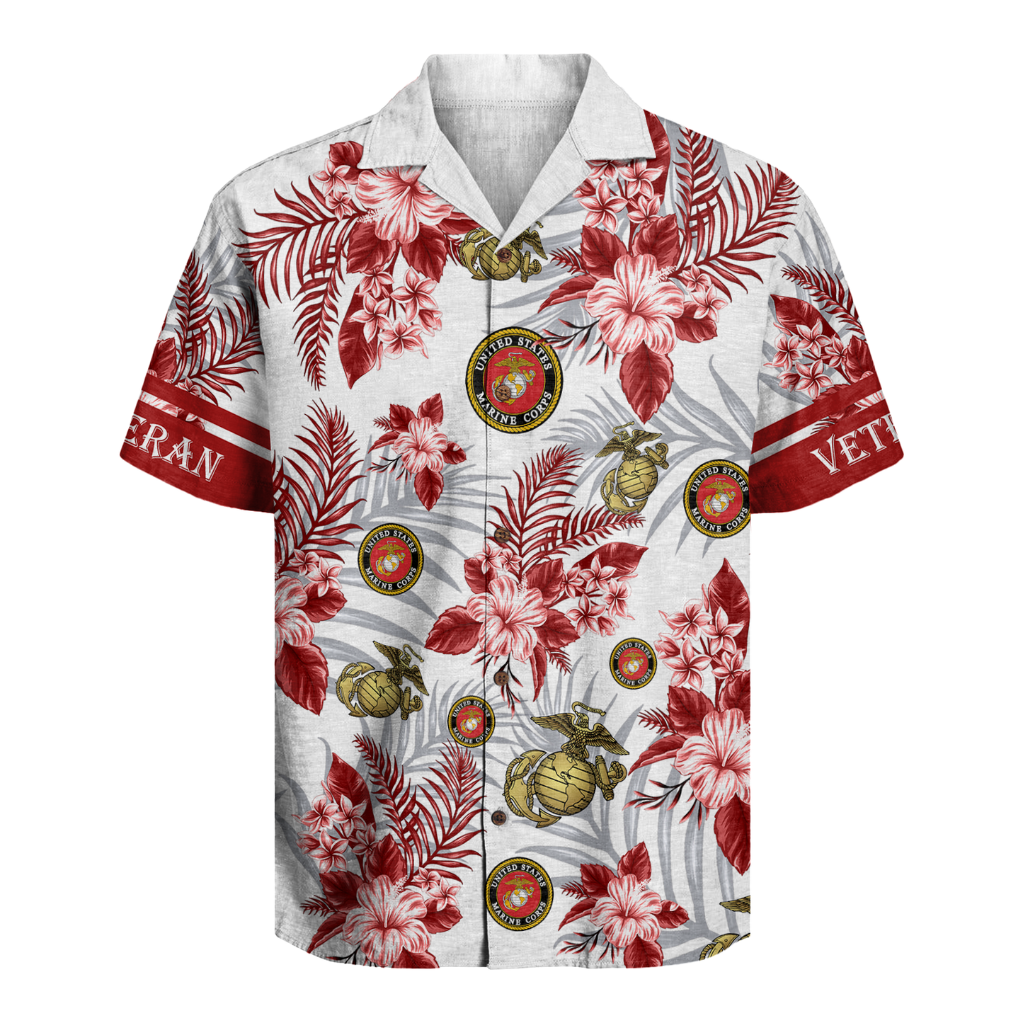 U.S. Marine Veteran Floral Tropical - Hawaiian Shirt - Patriotic Gift For Veterans | HN02