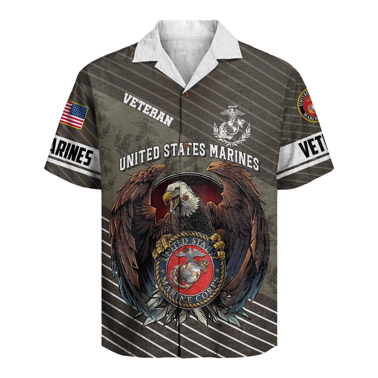 Marine Corps Veteran Eagle Globe Tribute - Hawaiian Shirt - Patriotic Gift For Veterans | HN02