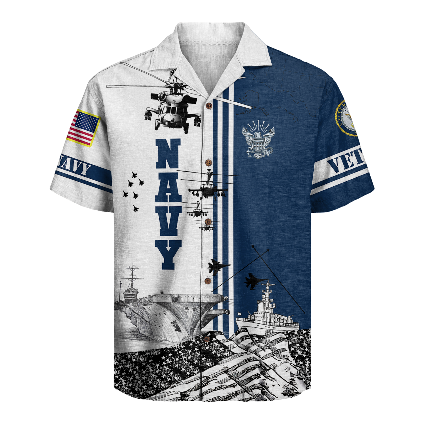 U.S. Navy Military - Hawaiian Shirt - Patriotic Gift For Veterans | HN02