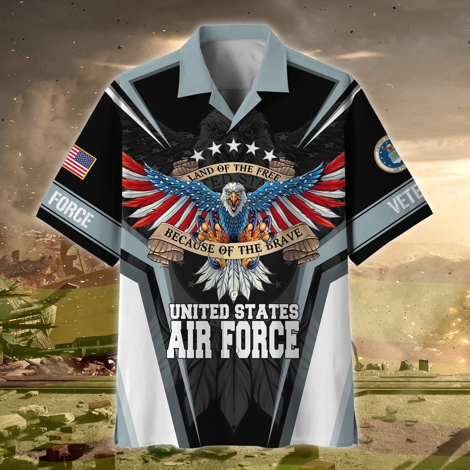 U.S. Air Force Land Of The Free Military Tribute - Hawaiian Shirt - Patriotic Gift For Veterans | HN02